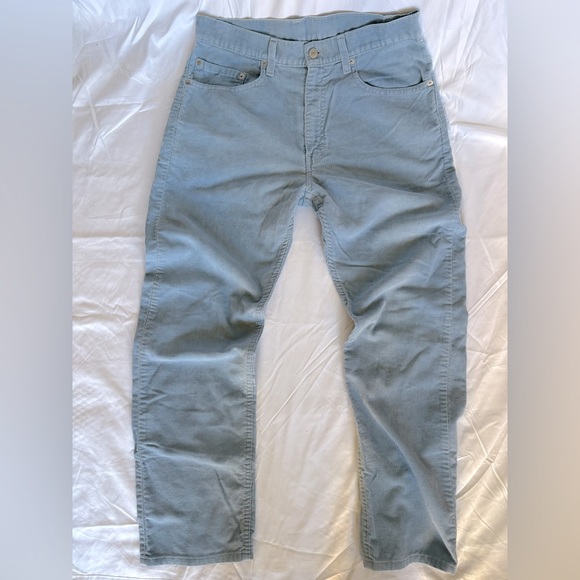 NEVER WORN VINTAGE LEVIS 505 JEAN’S CORDUROY BABY BLUE SIZE 33W 30L - Picture 2 of 4